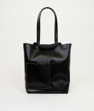 Load image into Gallery viewer, Pazar Book Tote Grape leather Black with white stitching