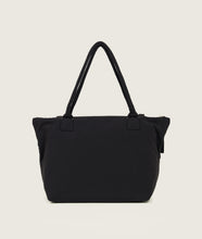 Load image into Gallery viewer, Nylon I Pazar Tote M I charcoal black plant dyed japanese nylon I back view I showing the iconic SAGAN closure strap I white background