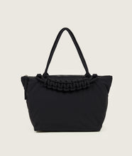 Load image into Gallery viewer, Nylon I Pazar Tote M I charcoal black plant dyed japanese nylon I front view I showing the iconic SAGAN closure strap I white background