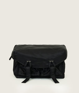 Nylon I Messenger bag M Black recycled nylon I black I front view I white background