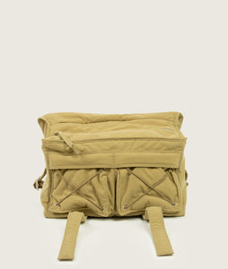 Nylon I Messenger bag M Beige plant dyed nylon I beige I inside view I showing inside pocket and zip detail I white background