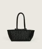 Load image into Gallery viewer, Woven I Pazar Tote Boat Handwoven I black I back view I white background