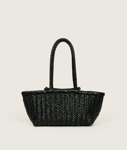 Woven I Pazar Tote Boat Handwoven I black I back view I white background