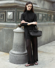 Load image into Gallery viewer, Pazar Tote Boat Handwoven wiener geflecht Black