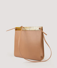 Load image into Gallery viewer, SAGAN Vienna - the Gwyneth bag, Size M, color nude, made from Italian calf leather, horn detail, adjustable shoulderstrap.