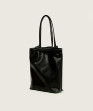 Load image into Gallery viewer, Pazar Tote Nano Grape leather Black with white stitching