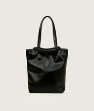 Load image into Gallery viewer, Pazar Tote Nano Grape leather Black with white stitching