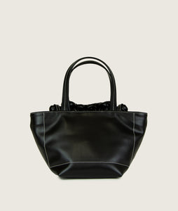 Pazar Tote Chisai Grape leather Black with white stitching