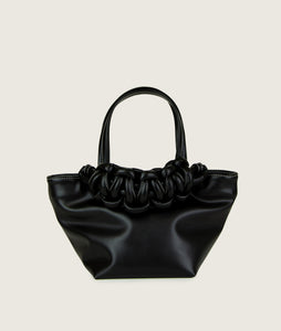 Pazar Tote Chisai Grape leather Black with white stitching