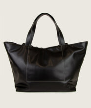 Load image into Gallery viewer, Pazar Tote XL Grape leather Black with white stitching