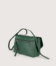 Load image into Gallery viewer, Scarf Crossbody bag in size M, green-white, made from smooth spanish lamb leather. Inspired by a draped scarf this style is very soft. This bag is perfect for carrying your most treasured goods.