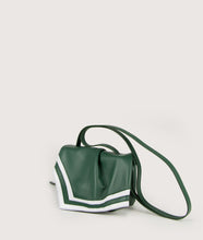 Load image into Gallery viewer, Scarf Crossbody bag in size S, green-white, made from smooth spanish lamb leather. Inspired by a draped scarf this style is very soft. This bag is perfect for carrying your most treasured goods.