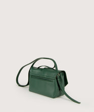 Load image into Gallery viewer, Scarf Crossbody bag in size S, green-white, made from smooth spanish lamb leather. Inspired by a draped scarf this style is very soft. This bag is perfect for carrying your most treasured goods.